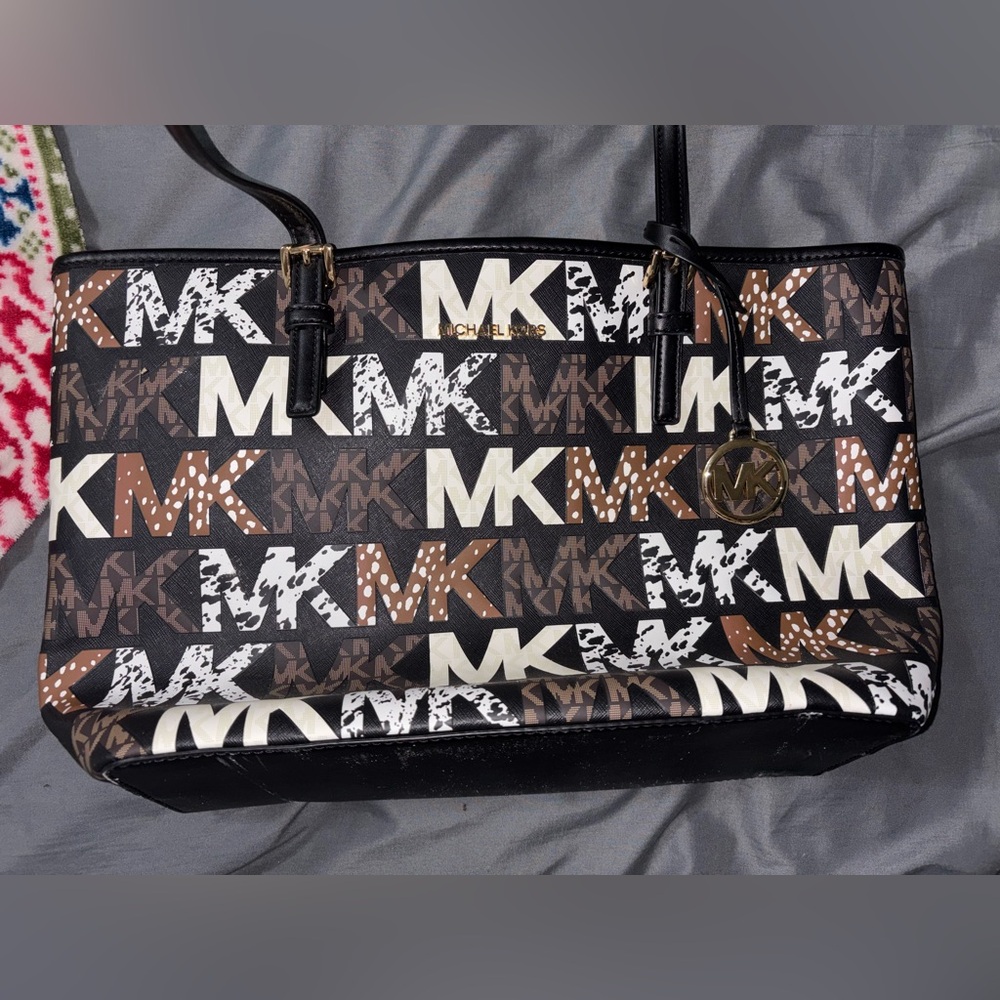 Michael Kors Black and Brown Logo Tote